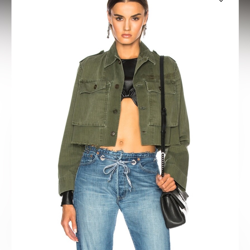 ICONS Items of Devotion Cropped Dutch Military-Style Olive Green Field Jacket XS